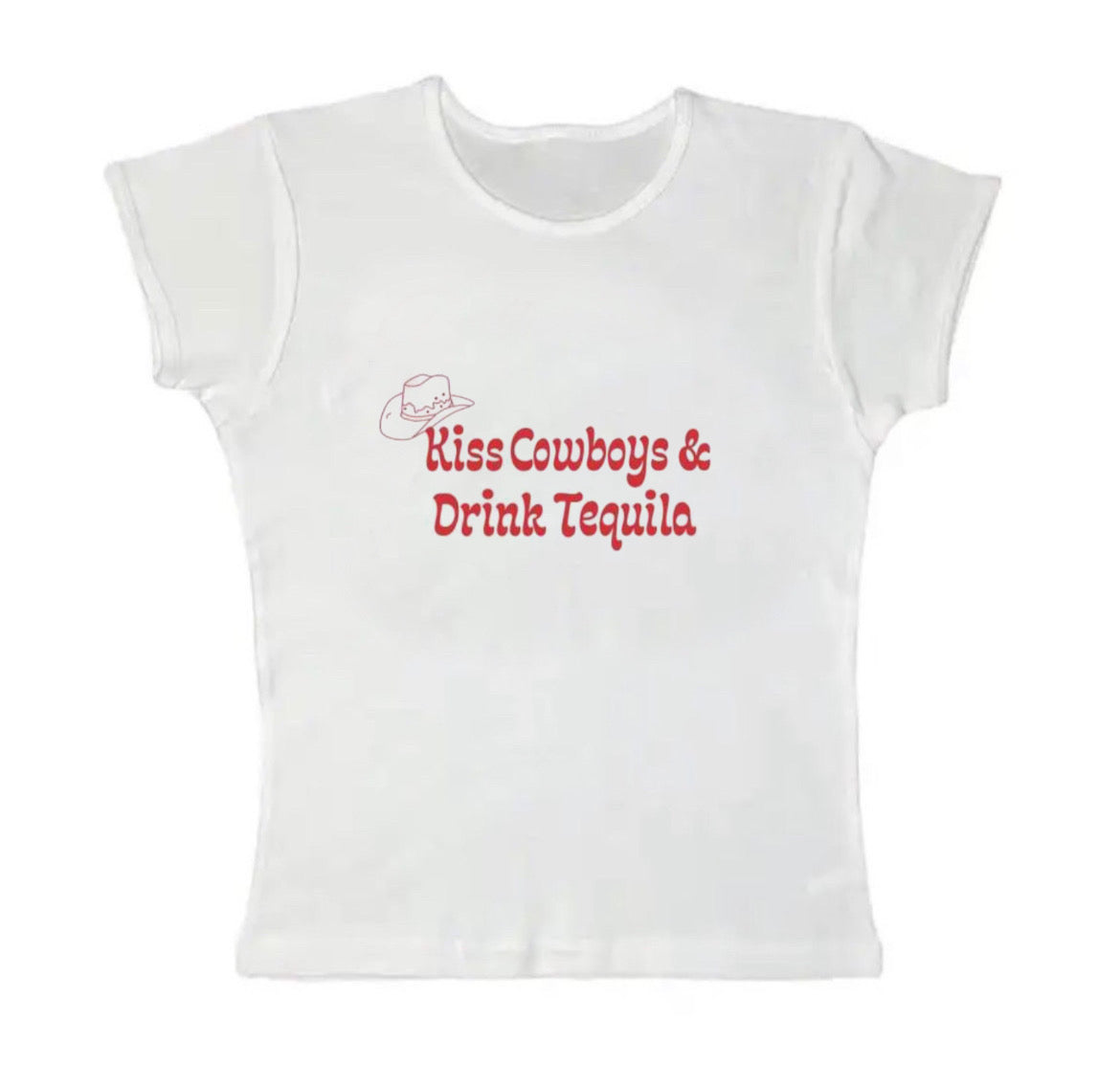 kiss cowboys drink tequila baby tee