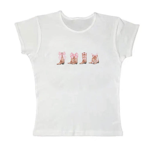 cowboy boot baby tee