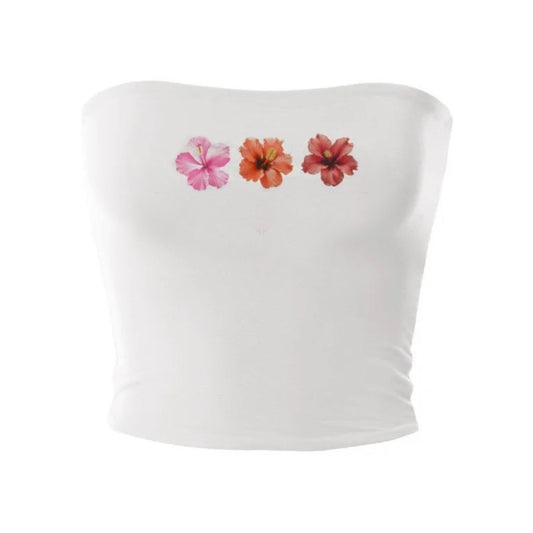 triple flower tube top