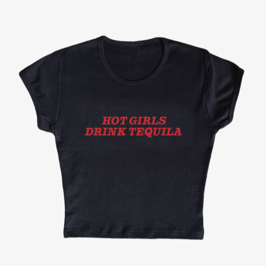 hot girls drink tequila baby tee